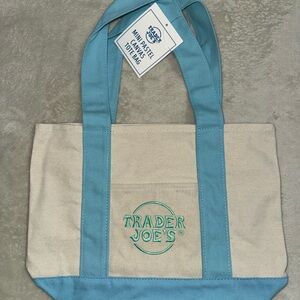 Blue and Cream Canvas Tote Bag